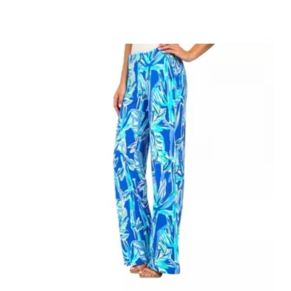 Lilly Pulitzer Size M Georgia May Palazzo Pants in Blue Crush Bamboom